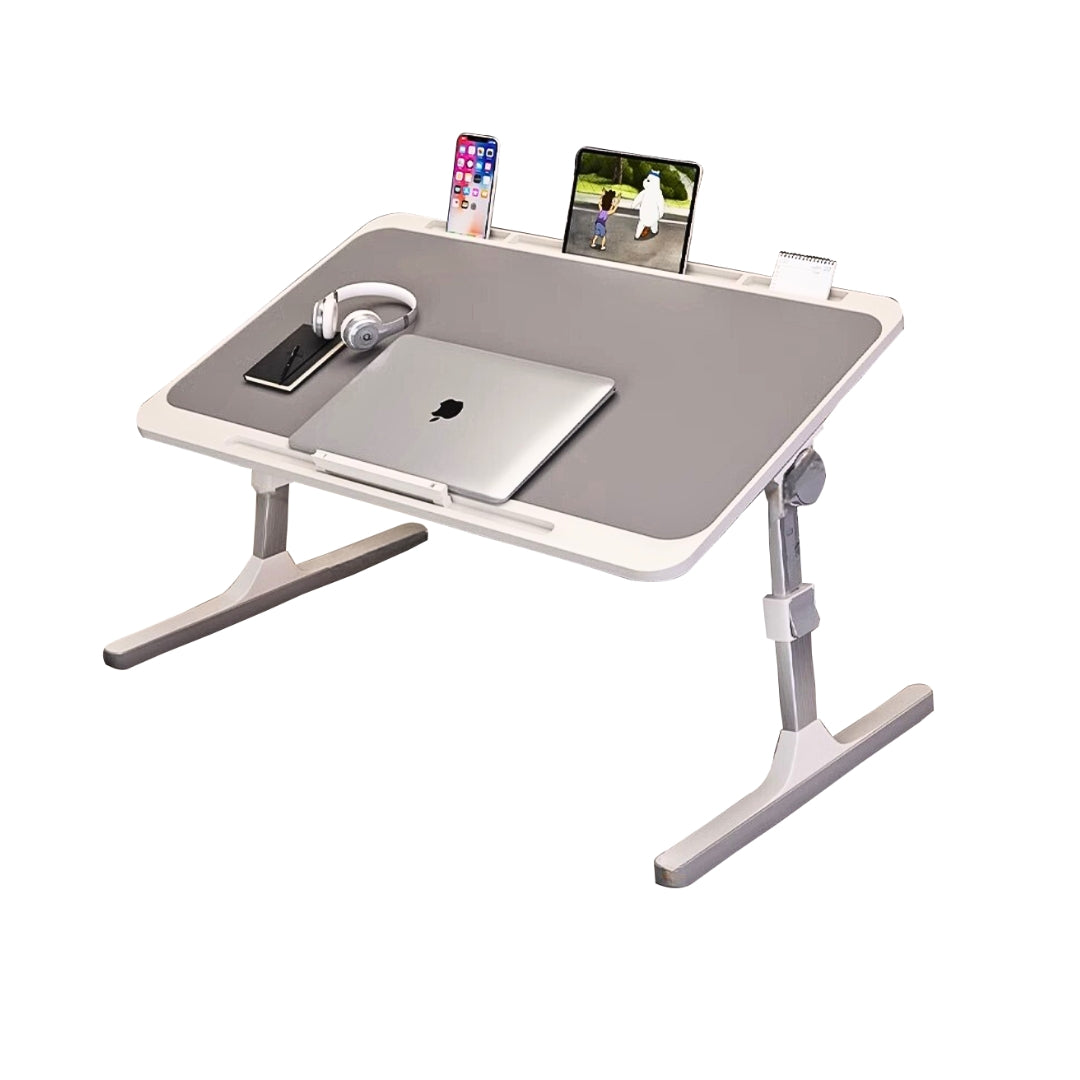 SOGA 70X45cm Grey Small Laptop Bed Portable Foldable Study Table Adjustable