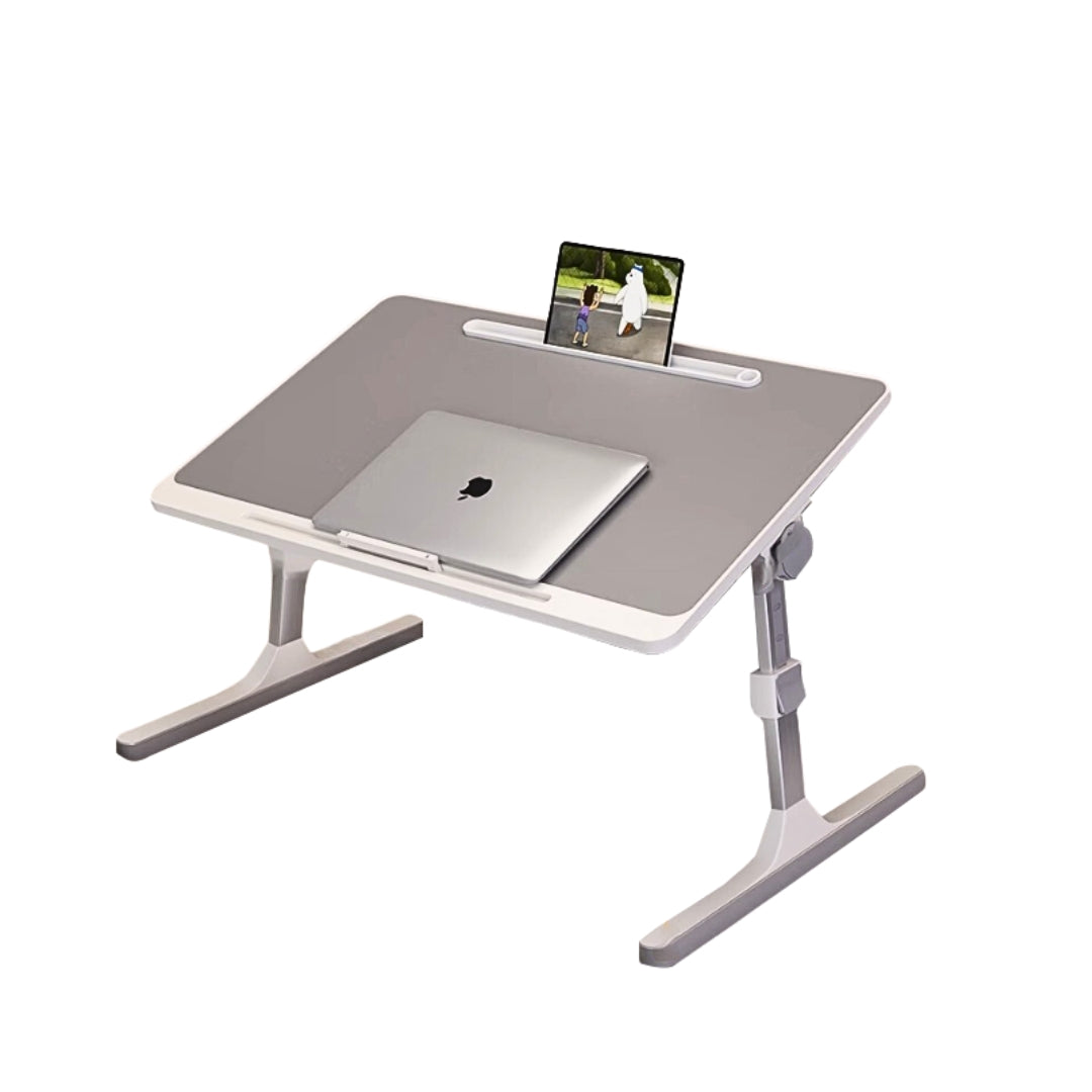 SOGA 60X40cm Grey Small Laptop Bed Portable Foldable Study Table Adjustable