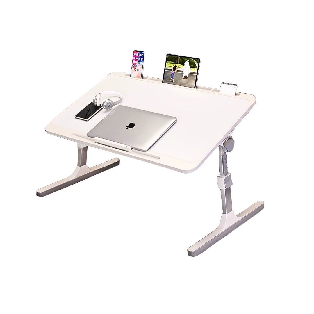 SOGA 70X45cm White Small Laptop Bed Portable Foldable Study Table Adjustable