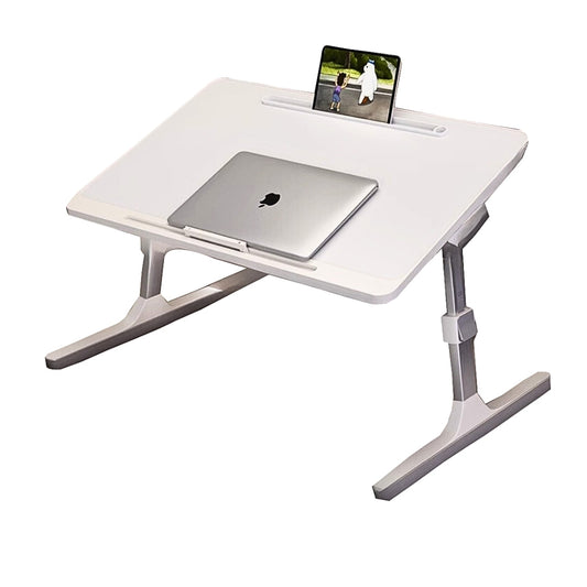 SOGA 60X40cm White Small Laptop Bed Portable Foldable Study Table Adjustable