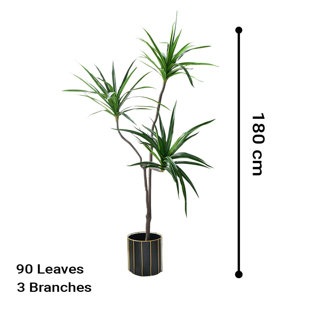 SOGA 180cm Green Artificial Indoor Brazlian Iron Tree 3 Heads