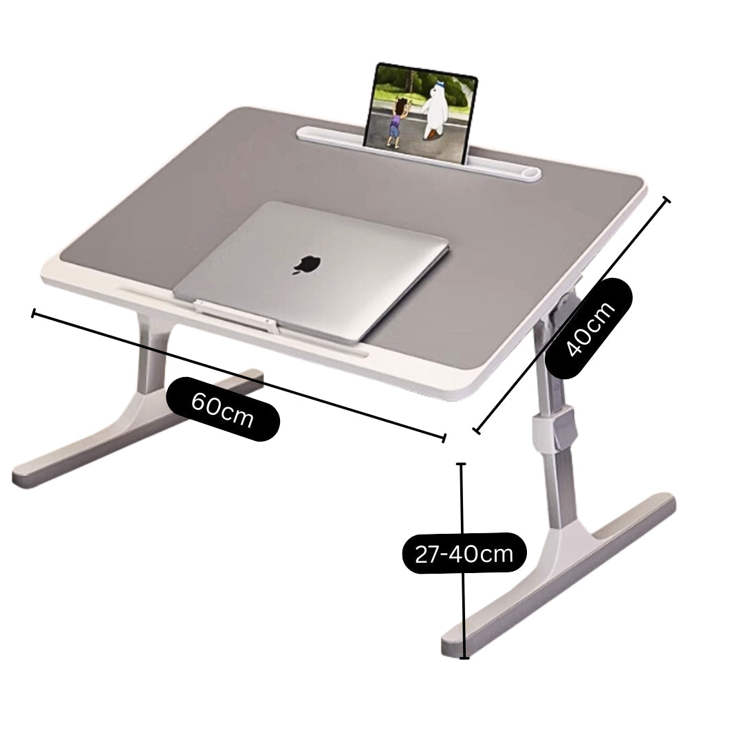 SOGA 60X40cm Grey Small Laptop Bed Portable Foldable Study Table Adjustable