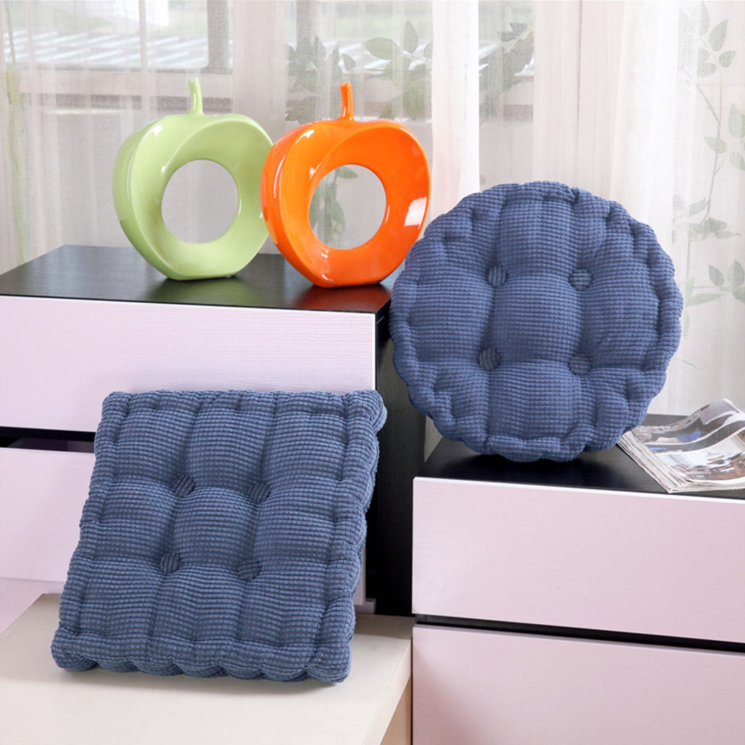 Blue Plush Round Cushion