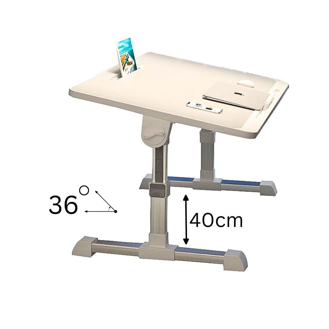 SOGA 60X40cm Grey Small Laptop Bed Portable Foldable Study Table Adjustable