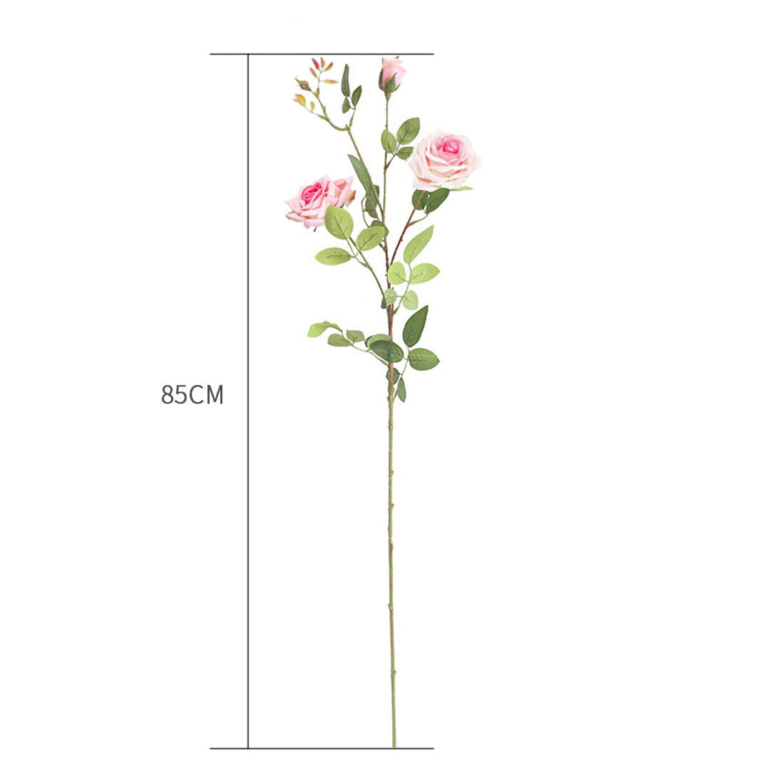 85cm Clear Glass Floor Vase with 12pcs Pink Artificial Flower Set