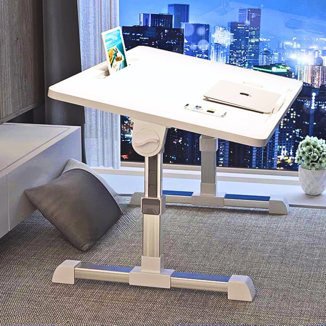 SOGA 60X40cm White Small Laptop Bed Portable Foldable Study Table Adjustable