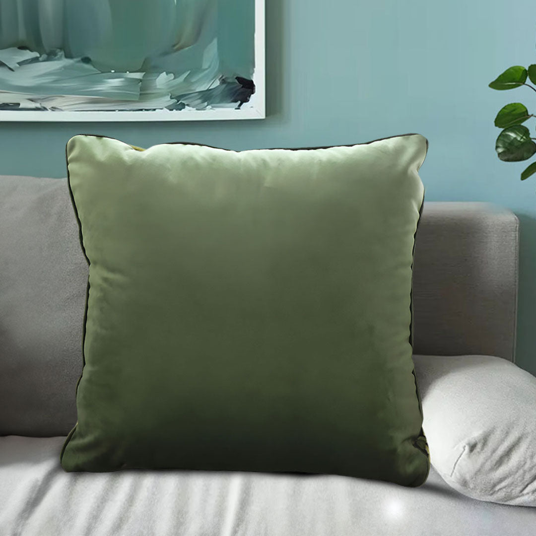 SubtleFoliage Green Velvet Cushion