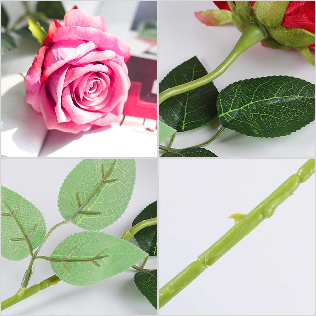 SOGA 10pcs Artificial Silk Flower Fake Rose Bouquet Table Decor Pink