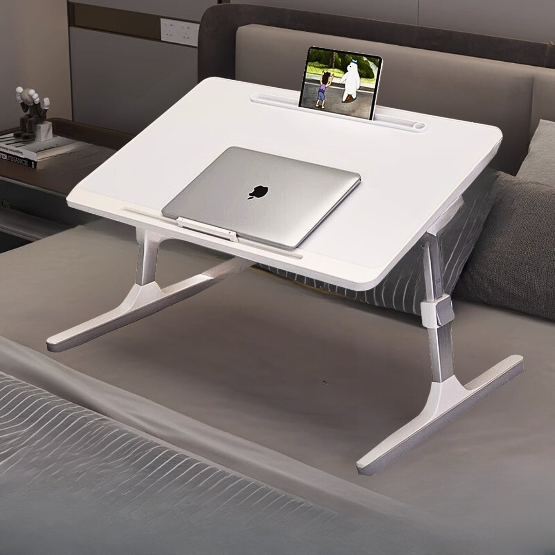 SOGA 60X40cm White Small Laptop Bed Portable Foldable Study Table Adjustable