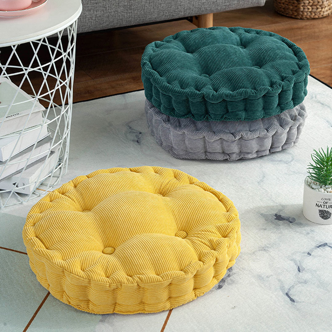 Yellow Plush Round Cushion