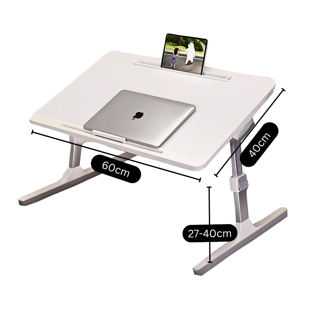 SOGA 60X40cm White Small Laptop Bed Portable Foldable Study Table Adjustable