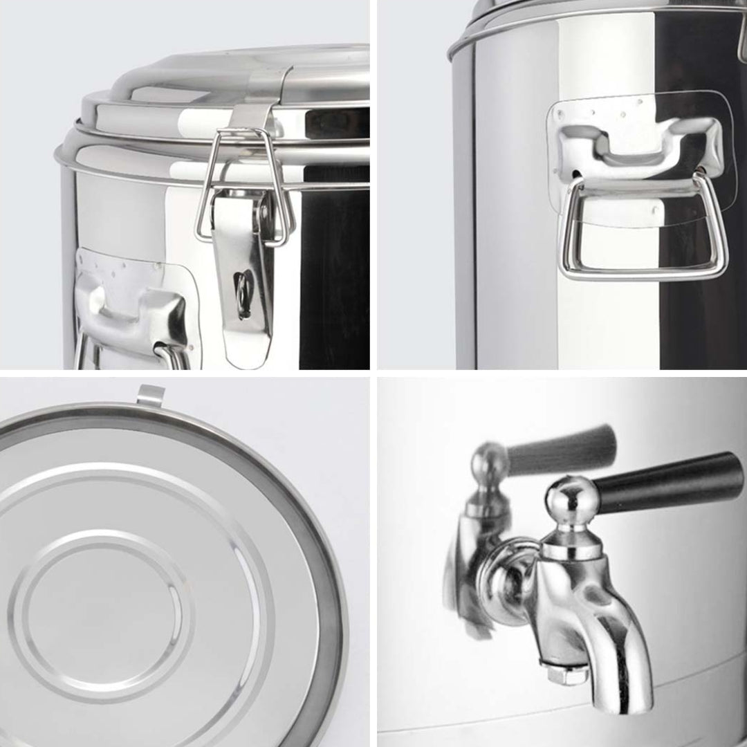 SOGA 50L Stainless Steel Insulated Stock Pot Dispenser Hot & Cold Beverage Container With Tap