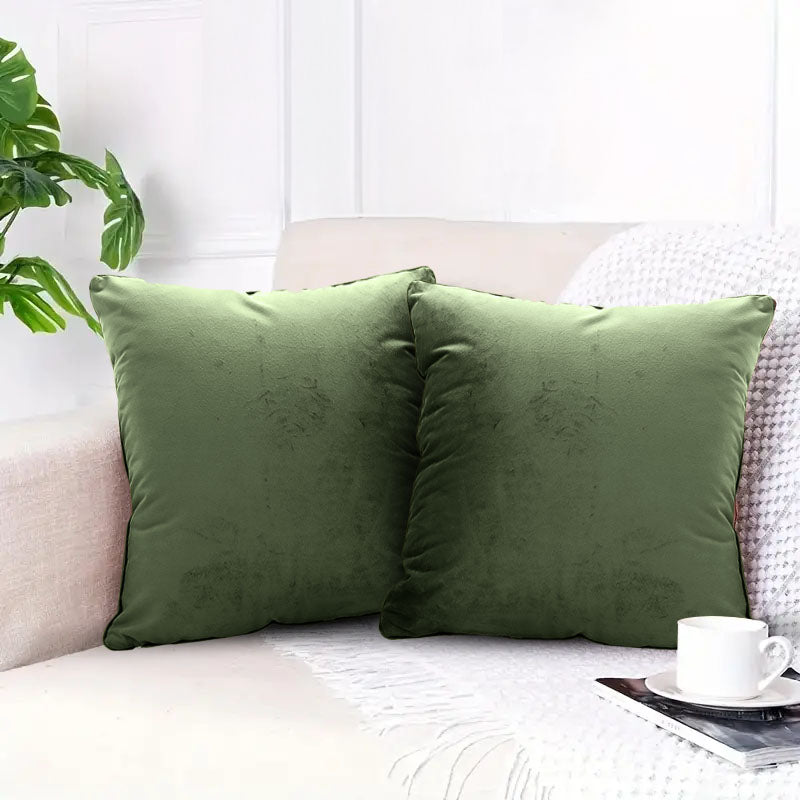 SubtleFoliage Green Velvet Cushion