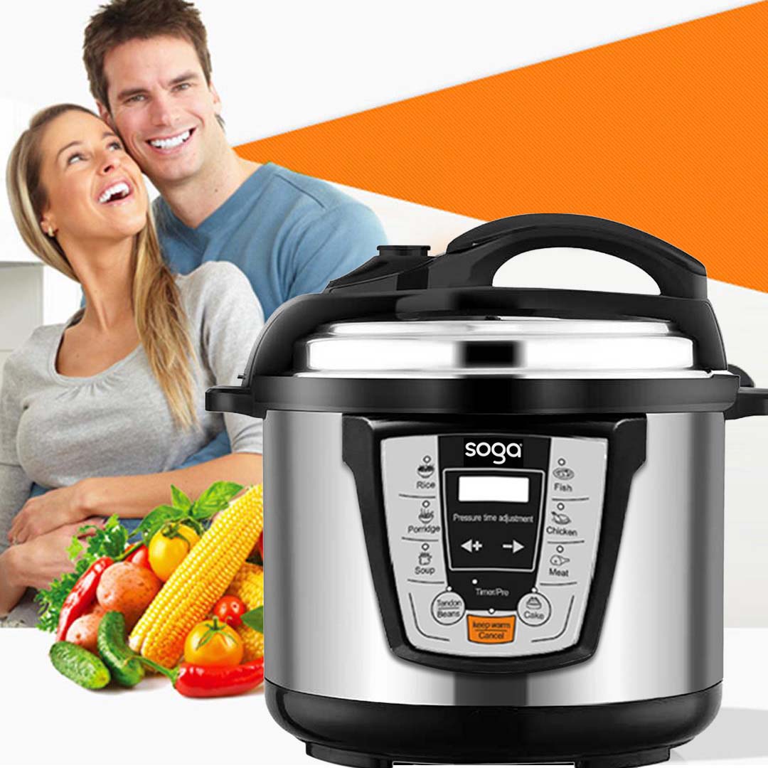 SOGA 8L Multicooker with multiple cooking functions, ideal for large family meals and efficient cooking