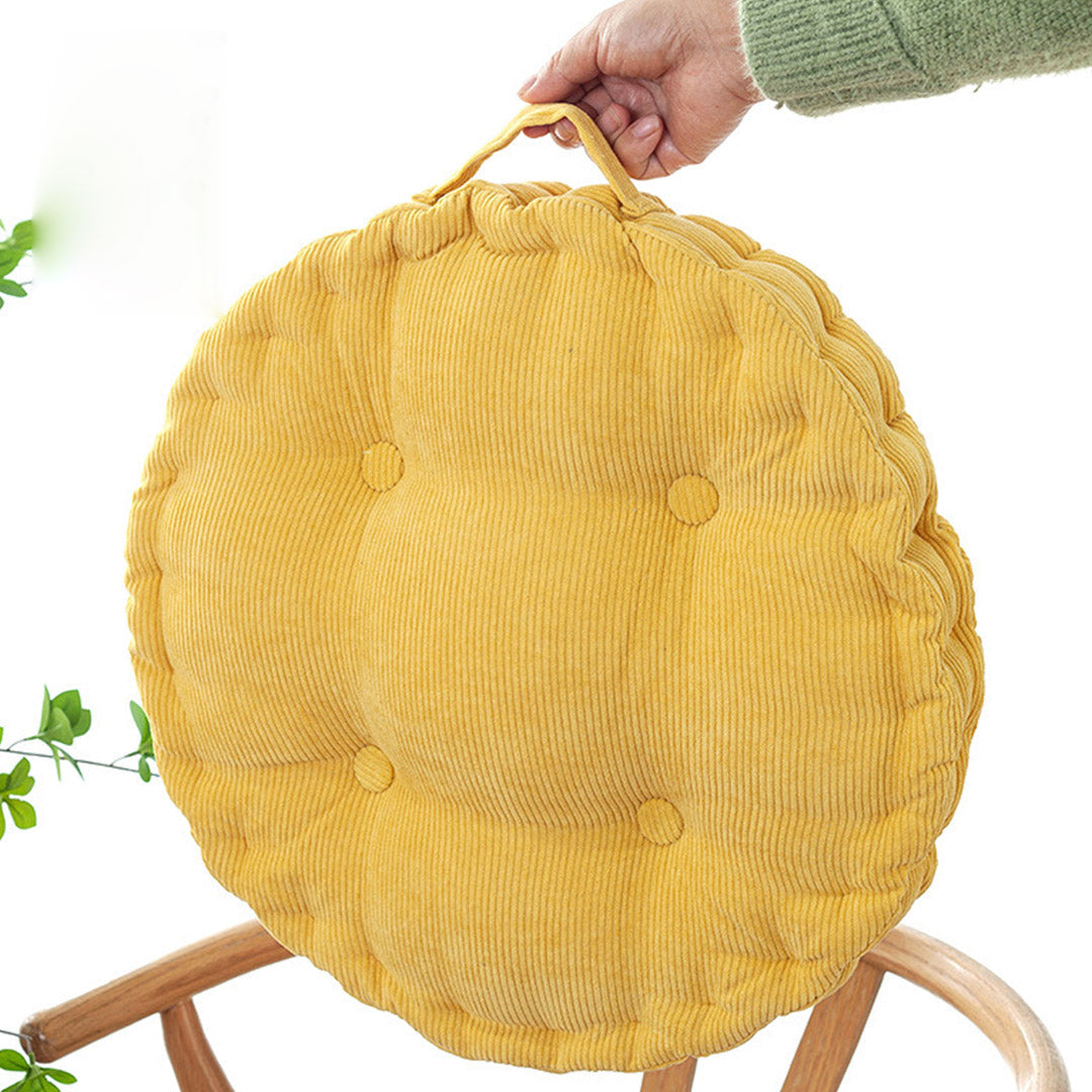 Yellow Plush Round Cushion