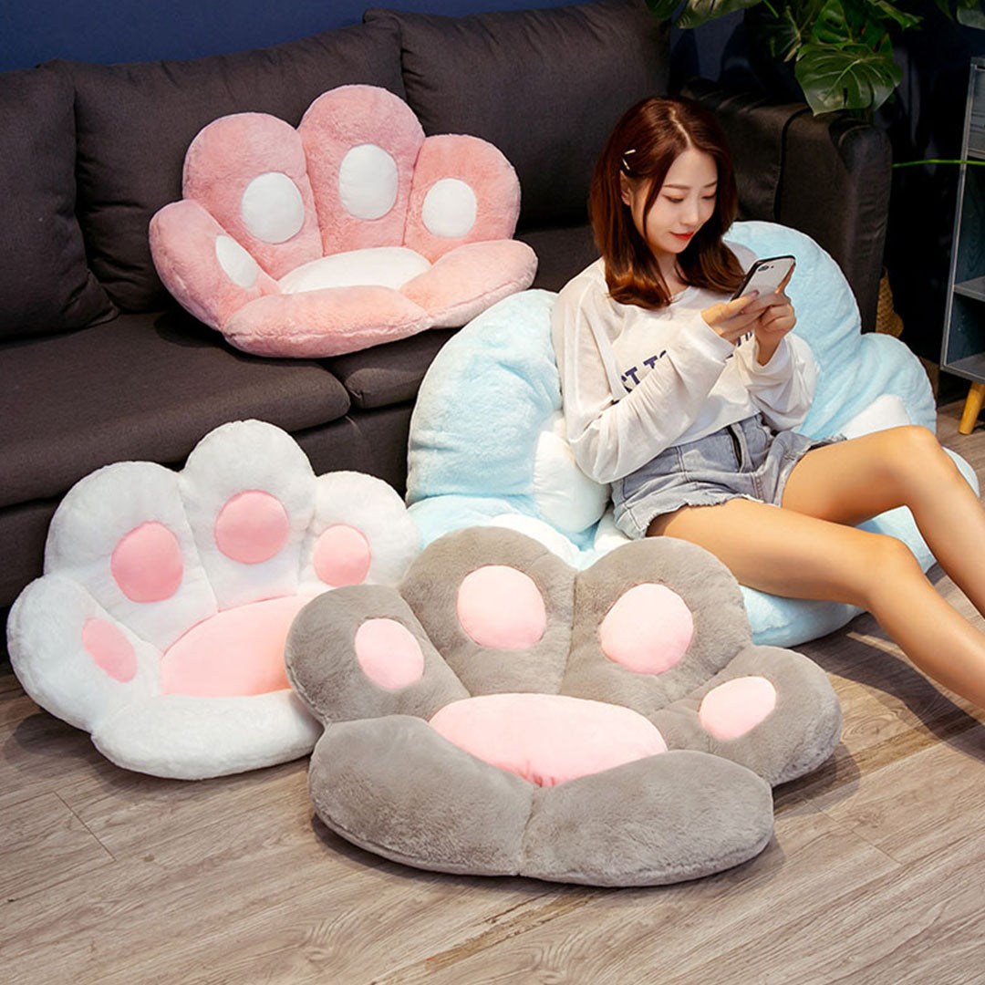 70cm White Paw Shape Cushion