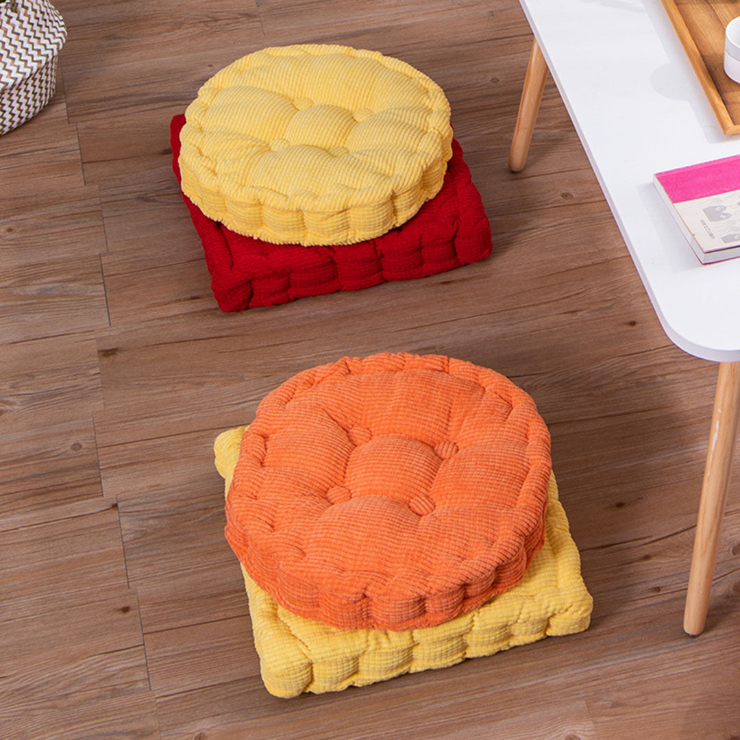 Yellow Plush Round Cushion