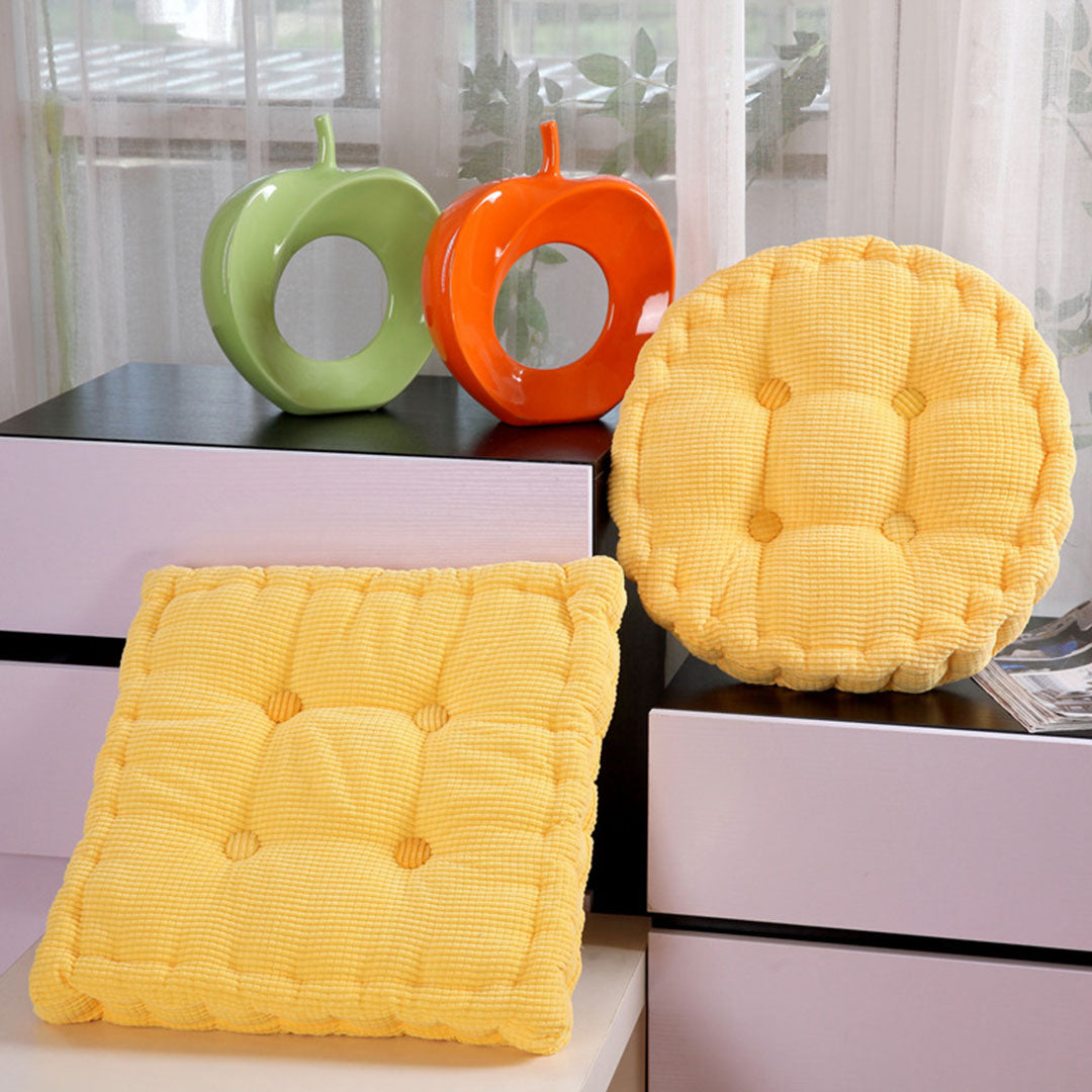 Yellow Plush Round Cushion