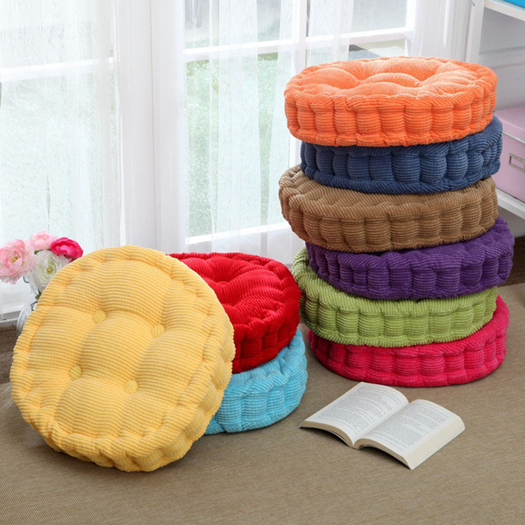 Yellow Plush Round Cushion