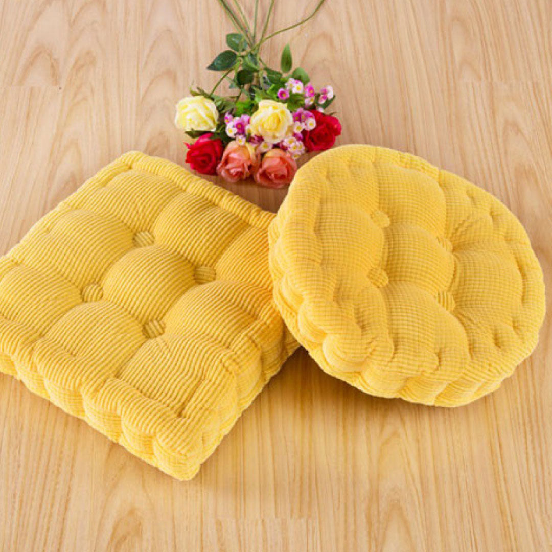 Yellow Plush Round Cushion