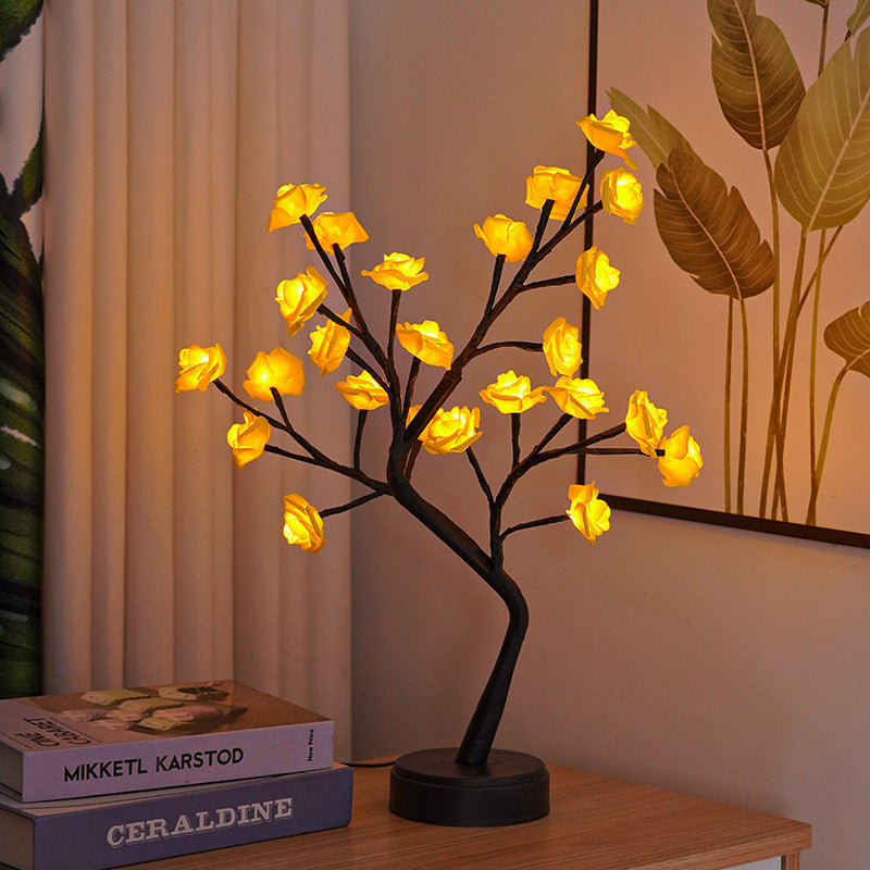 Table Lamp Flower Tree Rose Lamps Fairy Desk Night Lights USB Operated Gifts For Wedding or Christmas Decoration