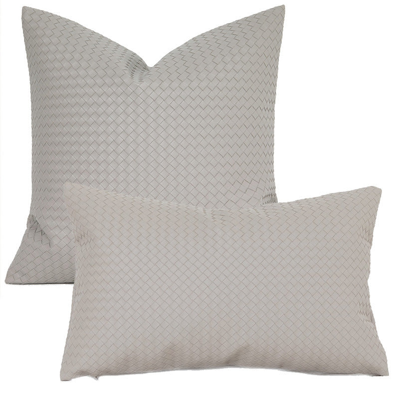 Woven Textured PU Leather Throw Pillow Cover